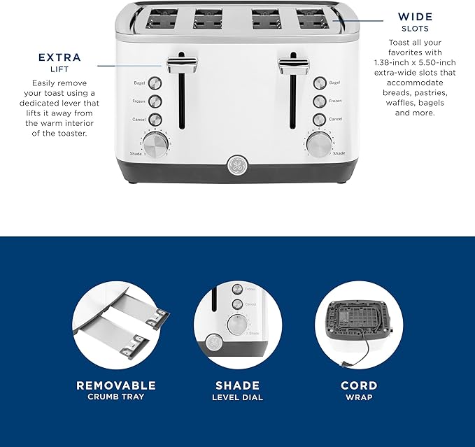 GE 4 Slice Toaster | Extra Wide Slots - Image 4