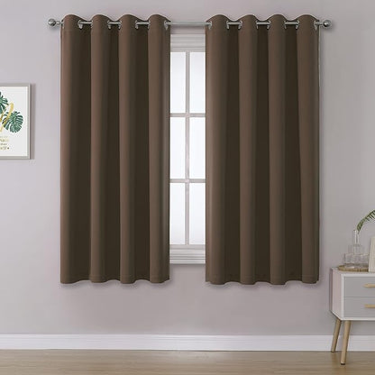 DUALIFE Coffee Color Brown Blackout Curtain Panels 52 Inch Width 45 Inch Length by DUALIFE
