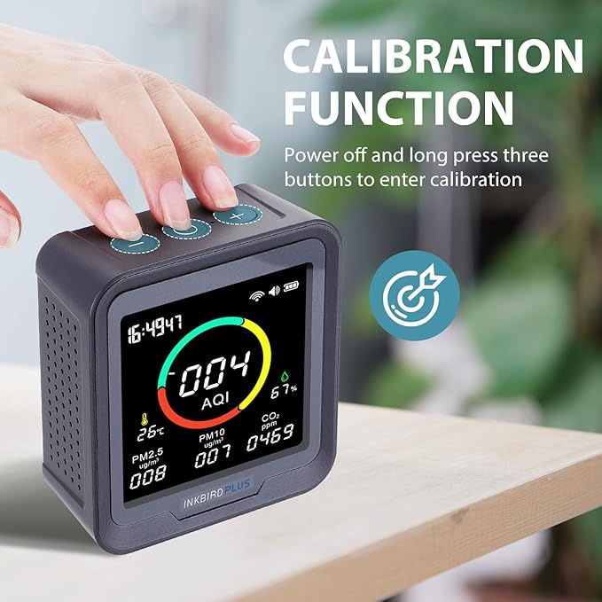 INKBIRDPLUS NDIR Co2 Monitor, Indoor Air Quality Monitor Battery Powered - Image 8