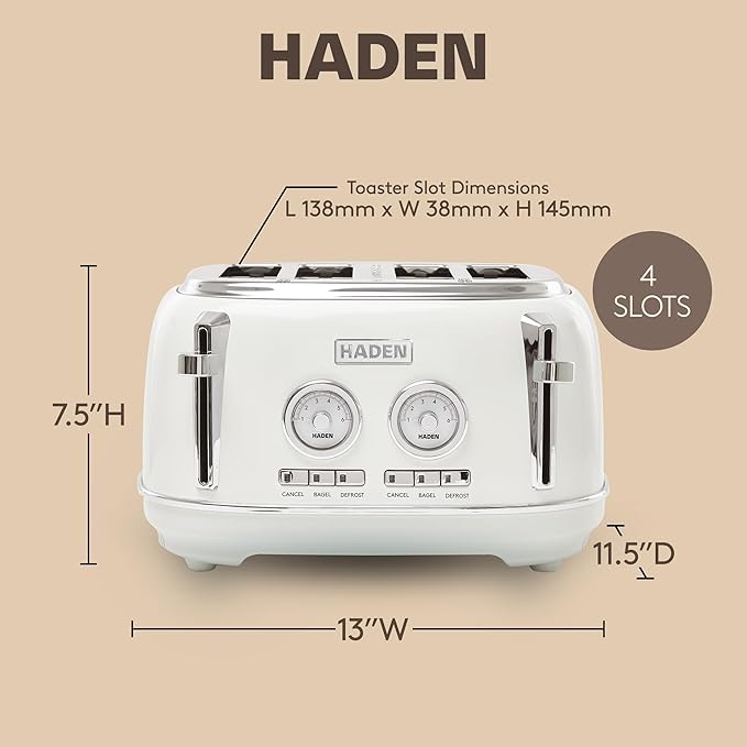 Haden Dorset 4 Slice Wide Slot Stainless Steel Toaster - Image 4