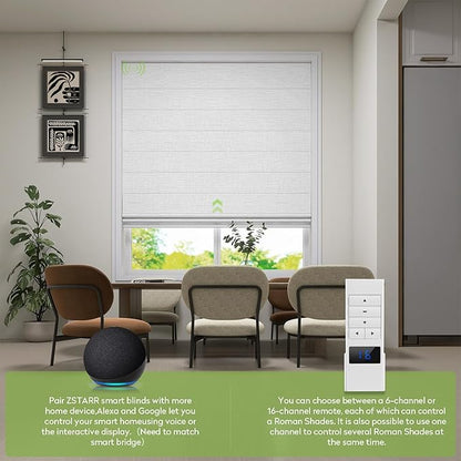ZSTARR Smart Roman Shades Rechargeable Motorized Blinds - Image 2