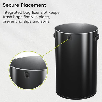 EKO 16-Gallon Round Black Stainless Steel Open Top Trash Can, Large Commercial - Image 7