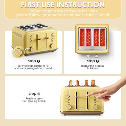 BUYDEEM DT640 Retro 4 Slice Toaster, 7 Shade Settings, Extra Wide 1.5'' Slots - Image 6