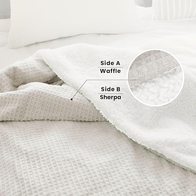 Electric Blanket King Waffle, 90x100 Inches, Dual Controllers, Sherpa Fleece - Image 3