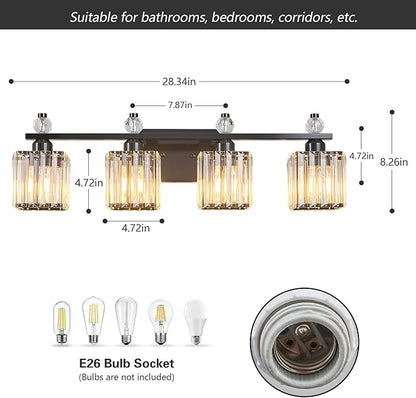 FDPBY Vanity Lights 4-Light Modern Crystal Vanity Light Plating Black Bathroom - Image 5