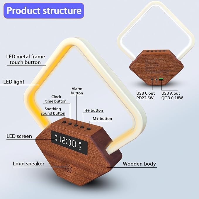 Xunhomon Sunrise Alarm Clock for Bedrooms Heavy Sleepers 15 Sleep Sounds White - Image 5
