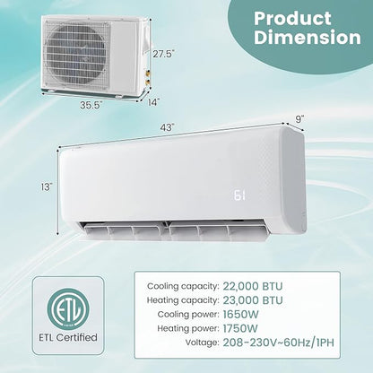 RELAX4LIFE Mini Split Ac/Heating System, 24000 BTU Ductless Mini Split Air - Image 8