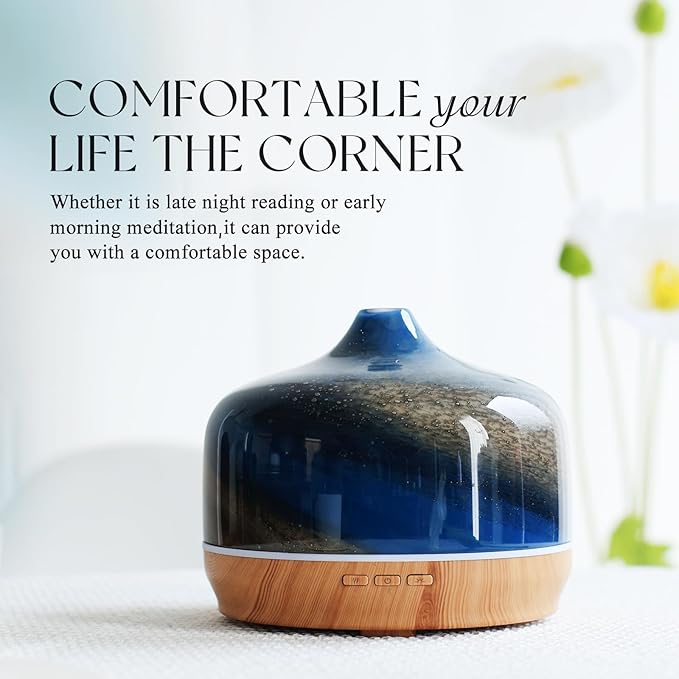 Porseme 500ml Glass Essential Oil Diffuser Aromatherapy Ultrasonic Cool Mist - Image 4