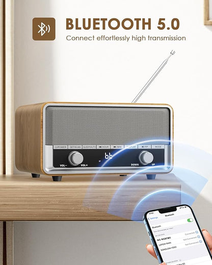 Vintage Wood AM FM Bluetooth Radio - Image 4