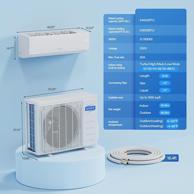 ROVSUN 24000 BTU Wifi Enabled Mini Split Air Conditioner & Heater - Image 8
