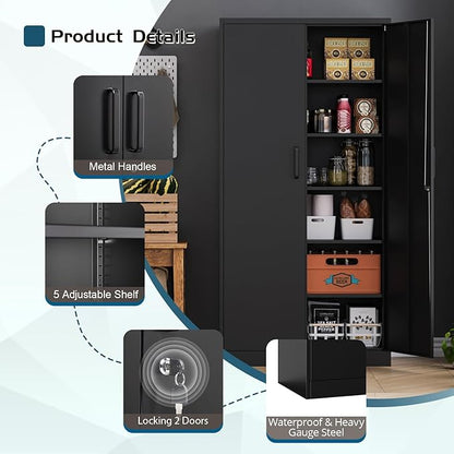 MIIIKO Black Garage Storage Cabinet - Image 5