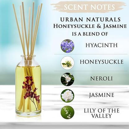 Urban Naturals Honeysuckle & Jasmine Reed Diffuser Oil Scented Sticks Set– - Image 6