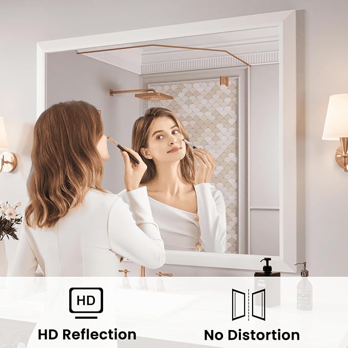 Amorho Bathroom Mirror, 48x40 Inch White Framed Bathroom Mirrors - Image 2