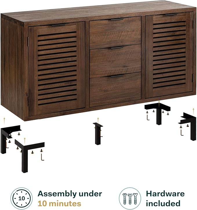 Bme Millie Premium Solid Wood Sideboard Storage Cabinet - Image 3