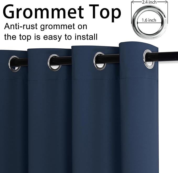 JIUZHEN Navy Blackout Curtains - Image 5