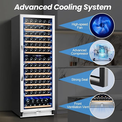 180 Bottles Wine Fridge 24 Inch Dual Zone Wine Cooler Refrigerator Freestanding - Image 6