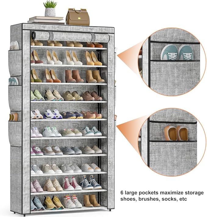 OYREL Shoe Rack 10Tier Large Capacity 50-56Pairs Beautiful Tall Shoe Shelf Free - Image 5