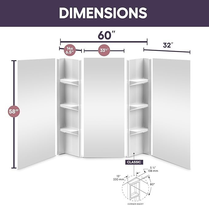 White Polystyrene Tub Wall Surround 32"x 60"x 58" - Image 3