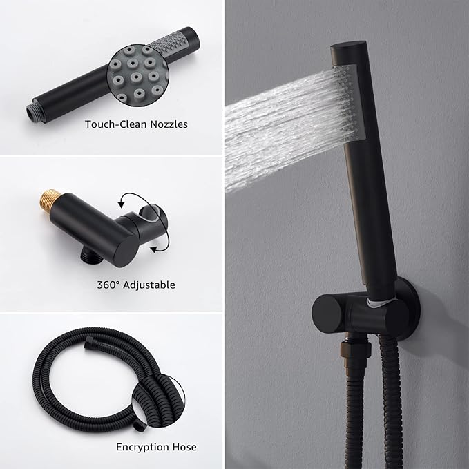 Iriber Matte black Shower System Wall Mounted Shower Faucet Mixer Set - Image 4