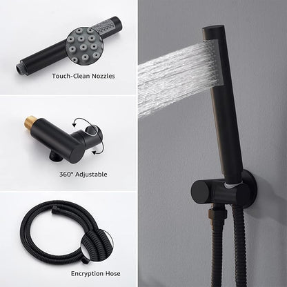 Iriber Matte black Shower System Wall Mounted Shower Faucet Mixer Set - Image 4