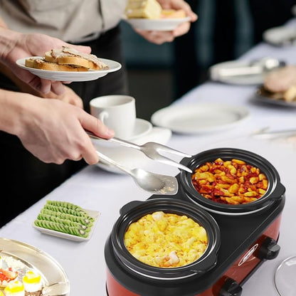 Sunvivi Double Slow Cooker, 2 Pot Small Mini Crock Buffet Servers and Warmer - Image 2