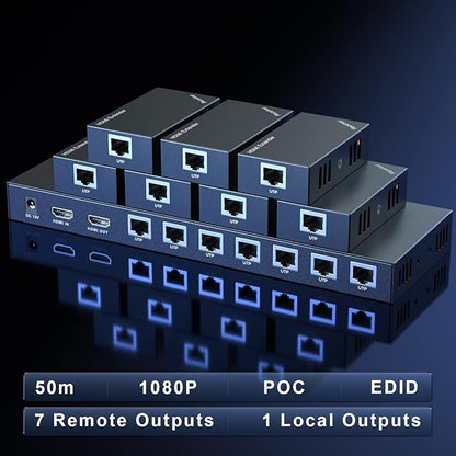 HDMI Extender Splitter 1x7 1080P@60Hz Over Cat 5E/6/7 Ethernet Cable 50m - Image 2
