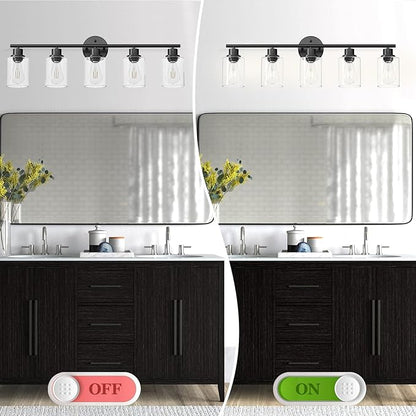 Guliaofo 5-Light Black Bathroom Vanity Lights, E26 Modern Bathroom Light - Image 7