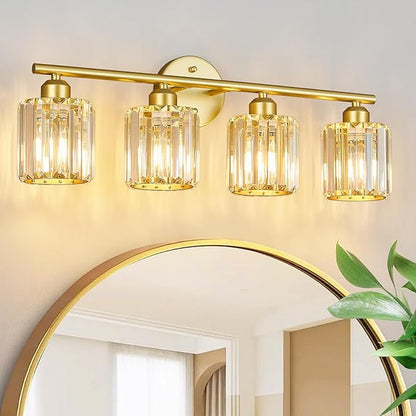 FDPBY Modern 4 Light Crystal Vanity Light, Compatible by FDPBY