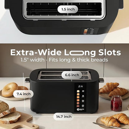 Toaster 4 Slice Wide Slot, Bagel Function, Long Slot, Stainless Steel, Touch - Image 5