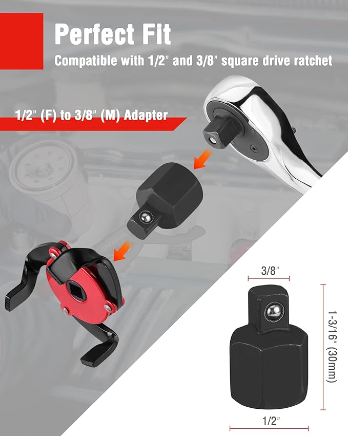 WORKPRO 2-Piece Oil Filter Wrench Set, 12” Adjustable Oil Filter Plier & 3-Jaw - Image 6