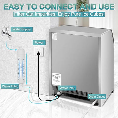 Commercial Ice Maker Machine 250 Lbs/24H, 35 Lbs Ice Bin, Undercounter Ice - Image 6