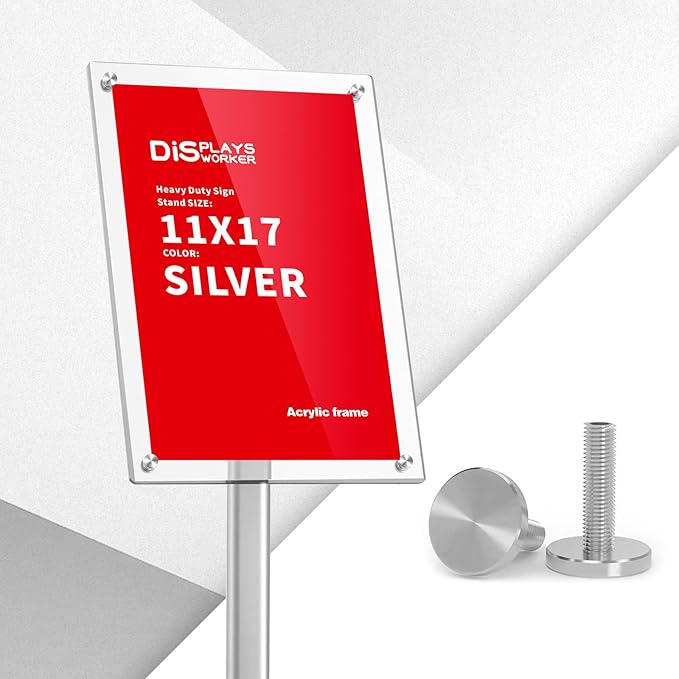 DISPLAYSWORKER Adjustable Heavy Duty Pedestal Sign holder floor Stand, sign - Image 3
