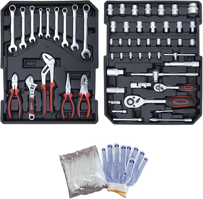 900PCS Complete Home Tool Set Versatile Rolling Tool Kit - Image 3