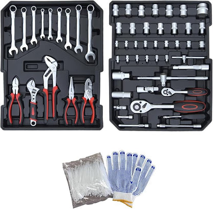 900PCS Complete Home Tool Set Versatile Rolling Tool Kit - Image 3
