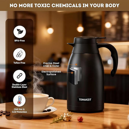 Thermal Coffee Carafe 2L/68 Oz Double-Wall Vacuum 304 Stainless Steel Insulated - Image 5