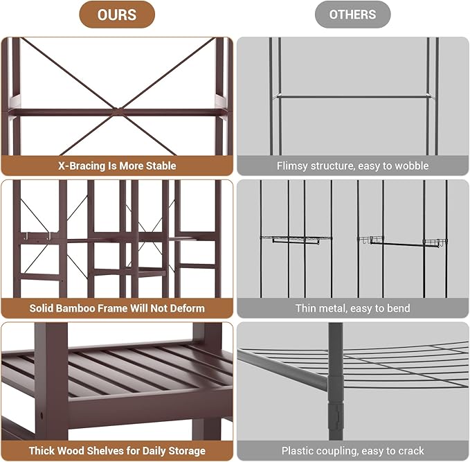 Homykic Bamboo Closet System Clothes Rack, Large Freestanding Garment Rack - Image 4