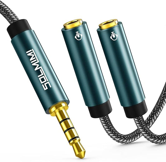 SOLMIMI Headphone Splitter for 2 Headphones, TRRS 3.5mm Male to 2 Female Audio by SOLMIMI
