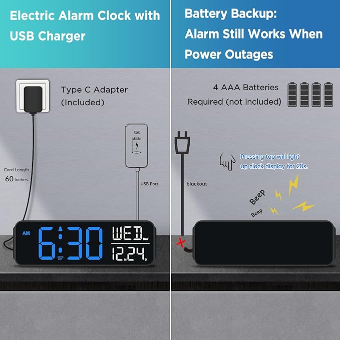 Peakeep Large Display Digital Alarm Clock - Image 5