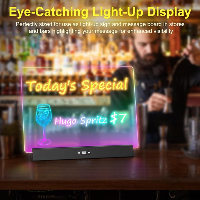 LED Note Board with Colors, Rechargeable 17-Inch Doodle Glow 9-Mode Light Up - Image 7