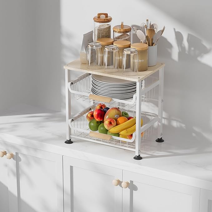 3-layer Kitchen Fruit Storage Basket Snack Rack, Countertop & Desktop Pull-out - Image 6