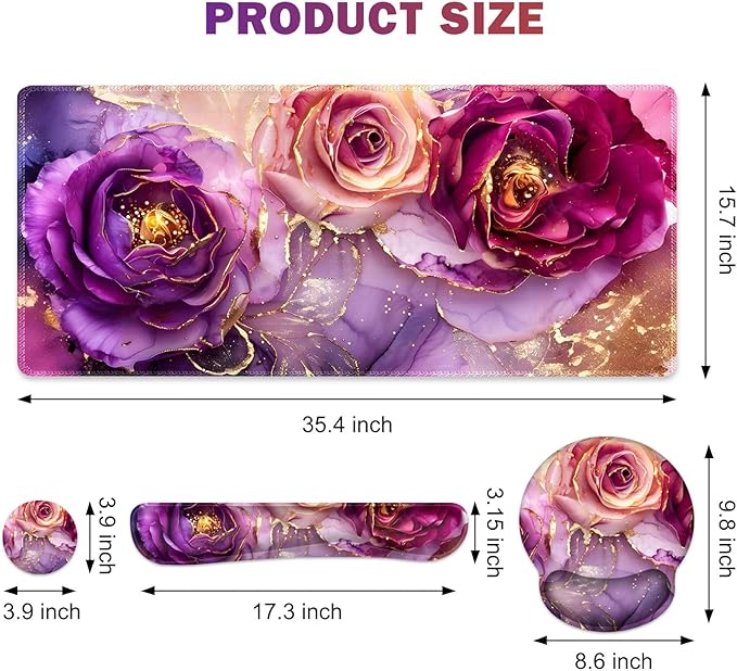 Gaming Mouse Pad, Large Desk Mat, Cute Desk Pad Protector, 4in1 XXL Mousepad + - Image 2