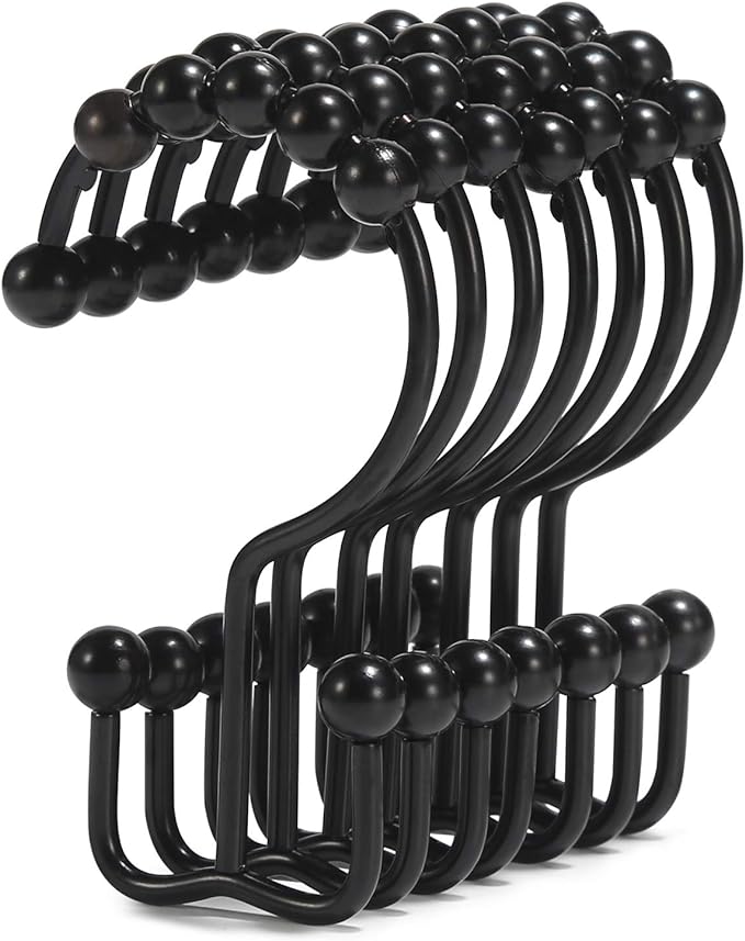 Shower Curtain Hooks, Goowin Shower Curtain Rings, Stainless Steel Black Shower by Goowin