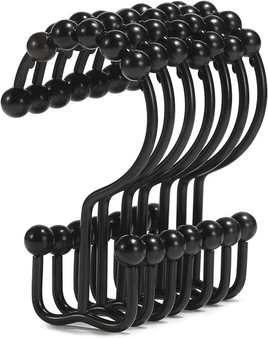 Shower Curtain Hooks, Goowin Shower Curtain Rings, Stainless Steel Black Shower by Goowin