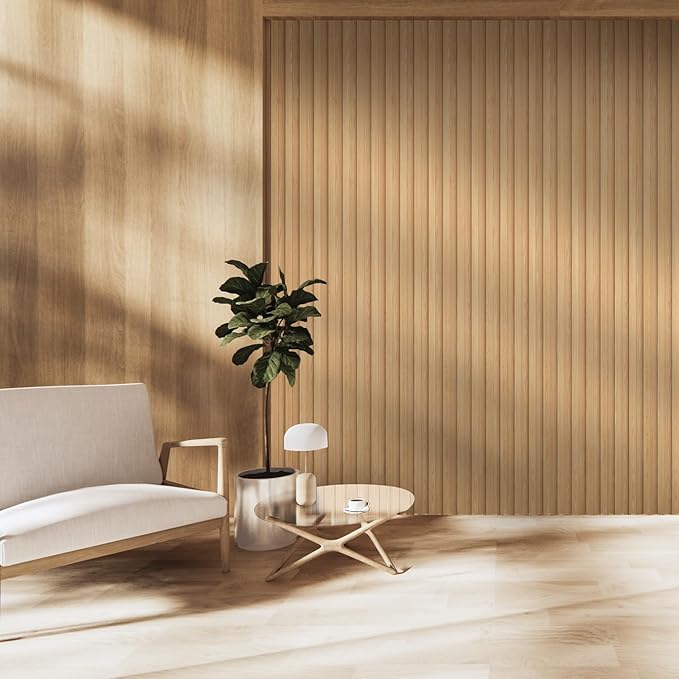 OUZUGIE WPC Acoustic Slat Wall Paneling, Living Room, TV Background, Study Room - Image 2