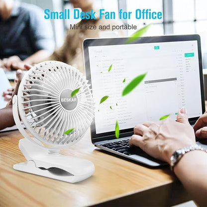 BESKAR Portable Clip on Fan Rechargeable, 4 Speeds Small Battery Operated Fans - Image 3