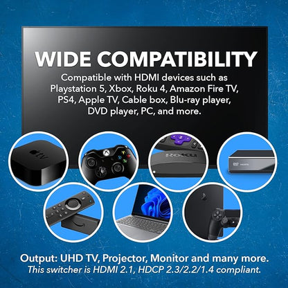 OREI 8K 4x1 HDMI 2.1 Switch 4K @ 120hz Switcher 4 in 1 Out, Support HDR - Image 8