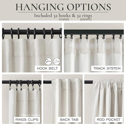 Short Linen Blackout Curtains for Bedroom 45 Inches Length 2 Panels Set - Image 3