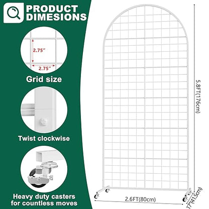 Asee'm Grid Wall Panels Display Stand 2.6' x 5.8' FT White Movable Wire Grid - Image 2