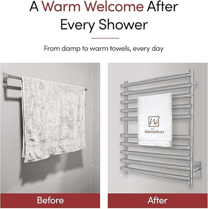 WarmlyYours Heated Towel Rack, 10-Bar Electric Towel Warmer, Brushed Stainless - Image 4