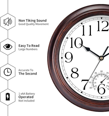 KECYET 14 Inch Outdoor Wall Clock - Image 9